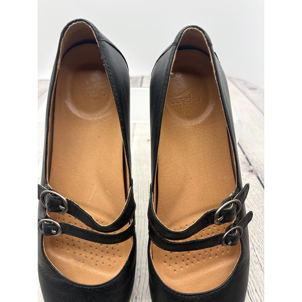 Dansko Leeza Flat Women 40 Black Nappa Leather Double Strap 2041020200 - Picture 4 of 8